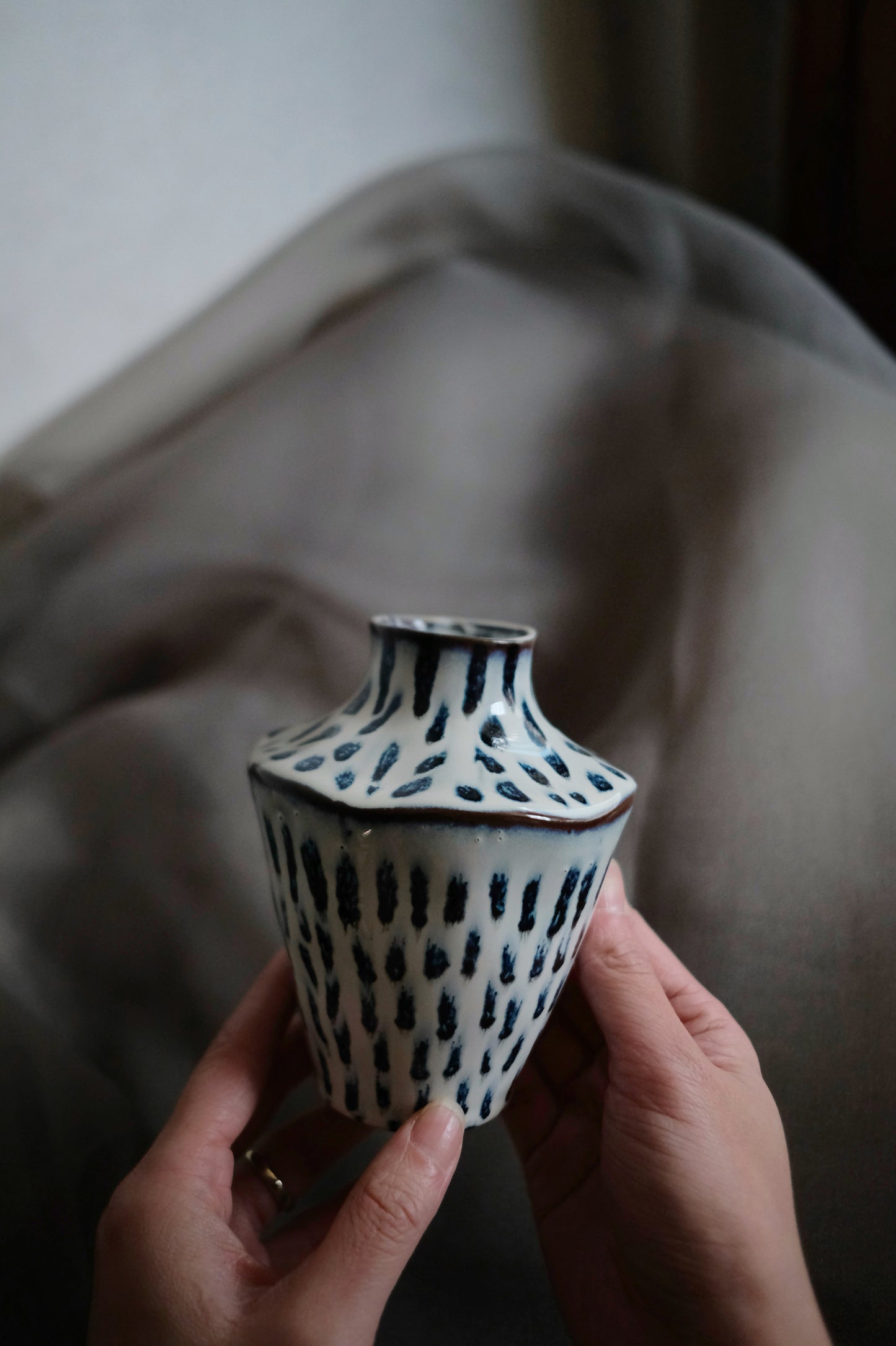 Ceramic Vase with Blue strokes